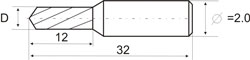 Сверла т/с ВК6ОМ монолитные тип 2,0 (хвостовик D=2.0)
